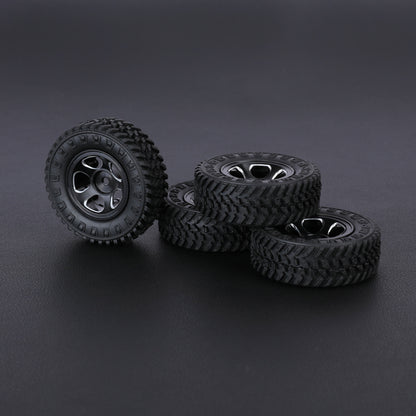 FEDCO FCX24 Wheels and Tires 1.0 Beadlock Wheels 50MM Soft Sticky Tires with Brass Counterweight Ring for FMS FCX24M FCX24 Upgrades 1/24 RC Crawler