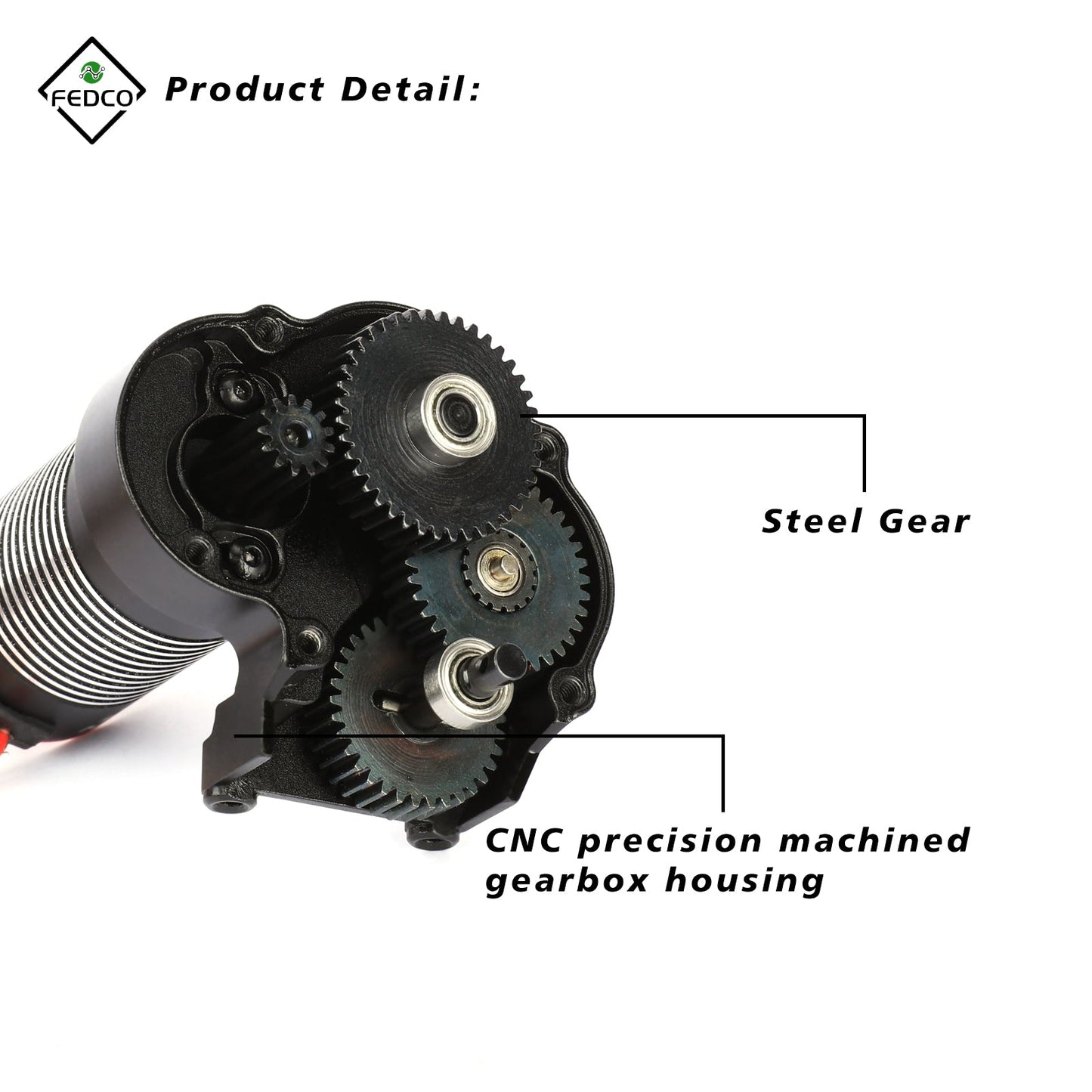 FEDCO UTB18 Motor Transmission with Hobbywing QUICRUN Fusion Mini16 3000KV Brushless Motor ESC Combo 2in1 FOC System for Axial UTB18 Capra 4WD & 4WS Upgrades 1/18 RC Crawler