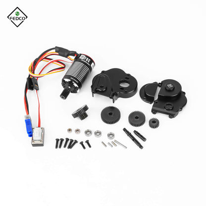 FEDCO UTB18 Motor Transmission with Hobbywing QUICRUN Fusion Mini16 3000KV Brushless Motor ESC Combo 2in1 FOC System for Axial UTB18 Capra 4WD & 4WS Upgrades 1/18 RC Crawler