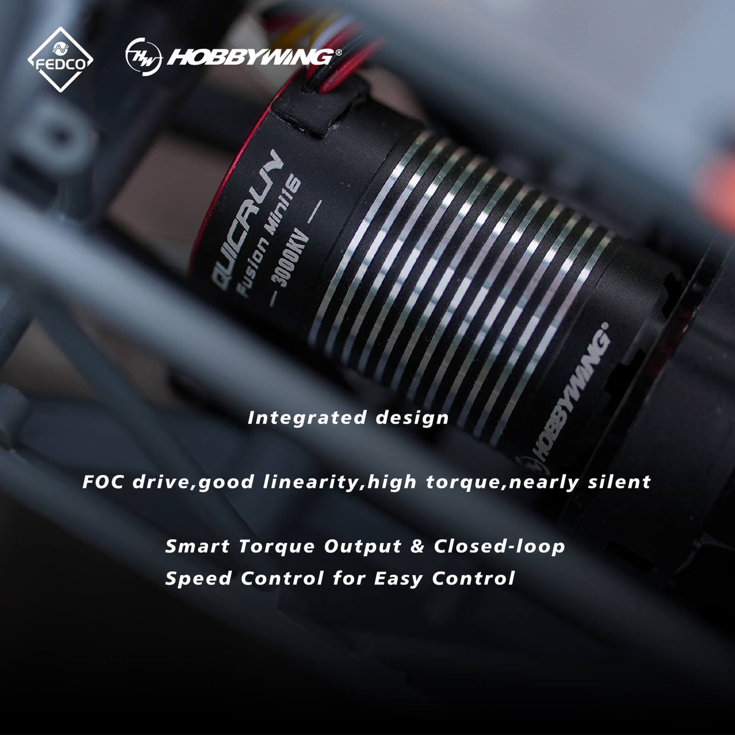 FEDCO UTB18 Motor Transmission with Hobbywing QUICRUN Fusion Mini16 3000KV Brushless Motor ESC Combo 2in1 FOC System for Axial UTB18 Capra 4WD & 4WS Upgrades 1/18 RC Crawler