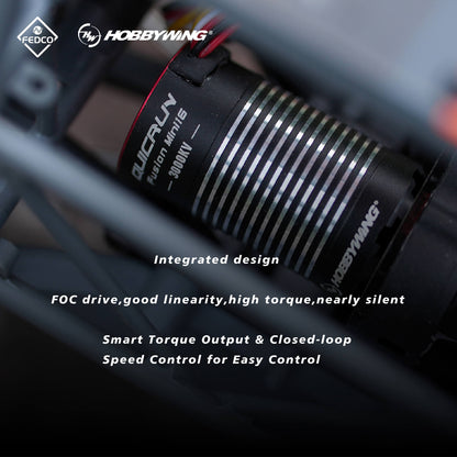 FEDCO UTB18 Motor Transmission with Hobbywing QUICRUN Fusion Mini16 3000KV Brushless Motor ESC Combo 2in1 FOC System for Axial UTB18 Capra 4WD & 4WS Upgrades 1/18 RC Crawler
