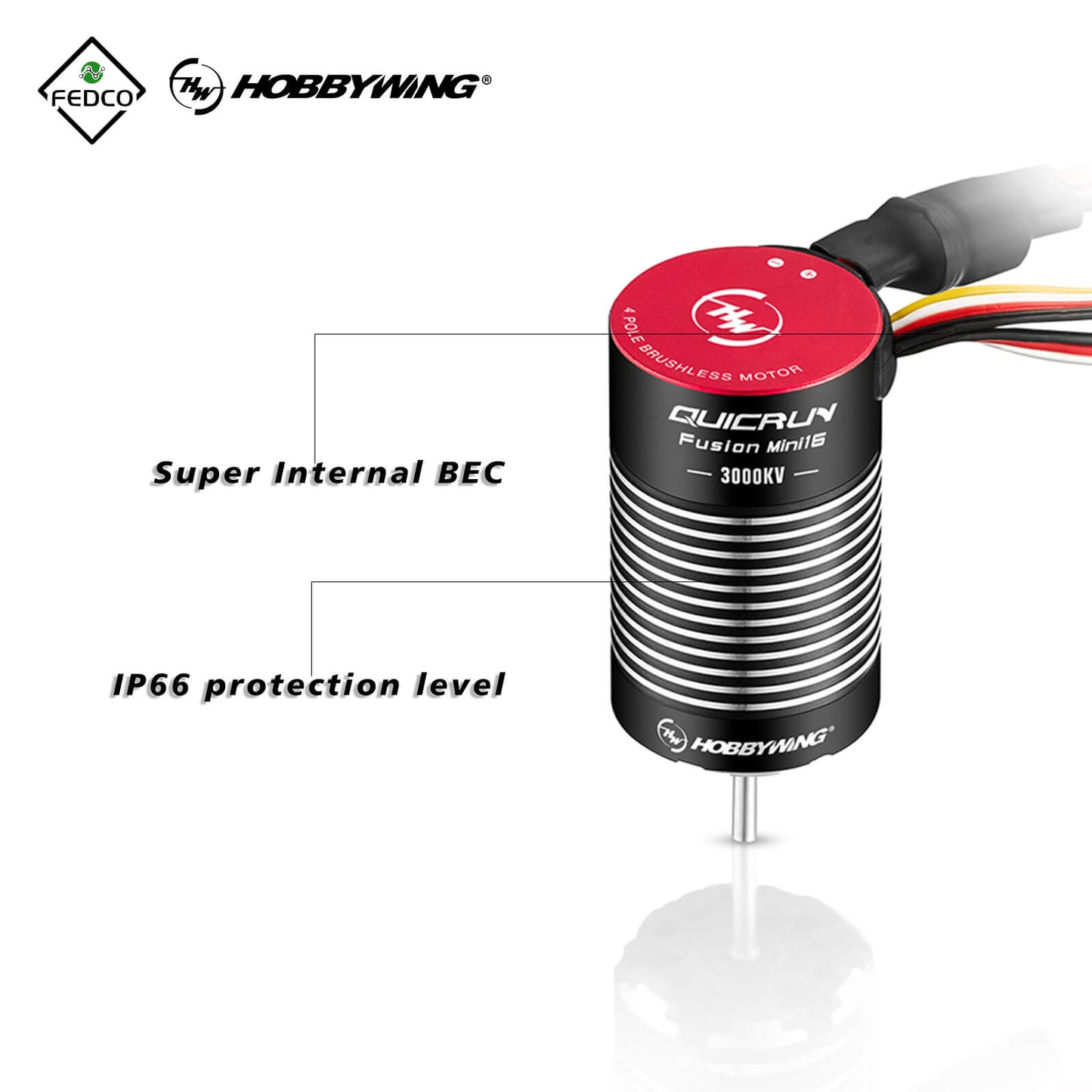 FEDCO UTB18 Motor Transmission with Hobbywing QUICRUN Fusion Mini16 3000KV Brushless Motor ESC Combo 2in1 FOC System for Axial UTB18 Capra 4WD & 4WS Upgrades 1/18 RC Crawler
