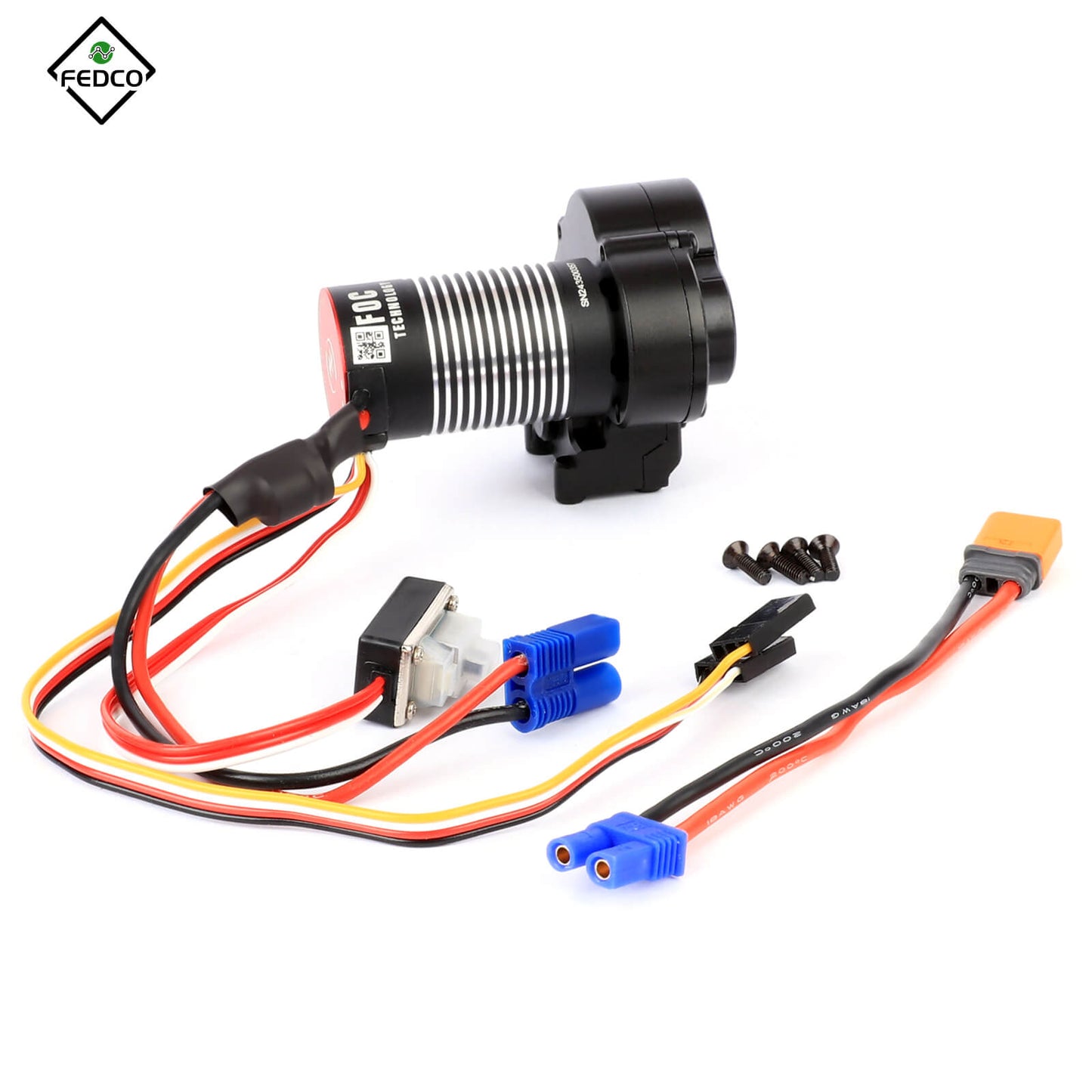 FEDCO UTB18 Motor Transmission with Hobbywing QUICRUN Fusion Mini16 3000KV Brushless Motor ESC Combo 2in1 FOC System for Axial UTB18 Capra 4WD & 4WS Upgrades 1/18 RC Crawler