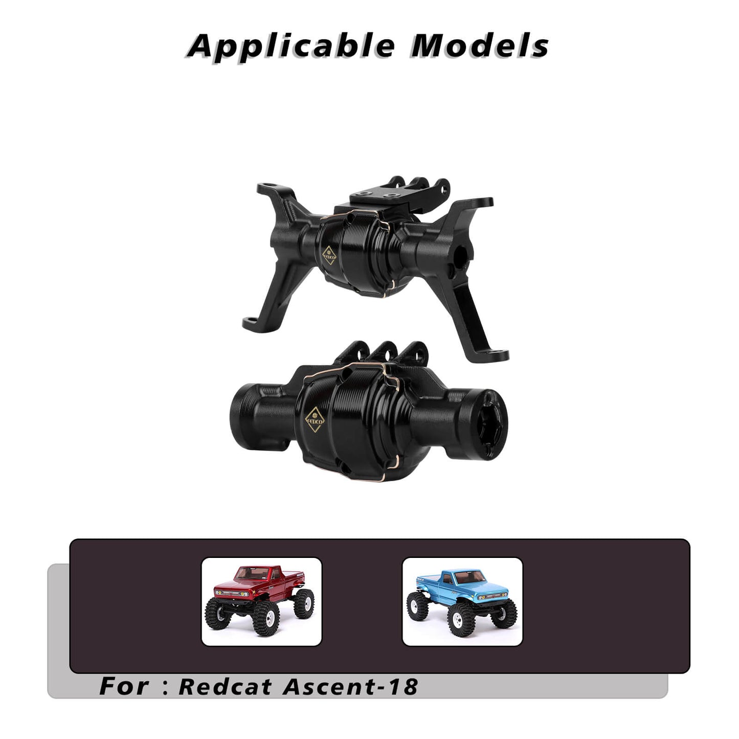 FEDCO Redcat Ascent 18 Aluminum Front and Rear Portal Axle Housing With Diff Cover For Redcat Ascent 18 Upgrade Parts 1/18 RC Crawler