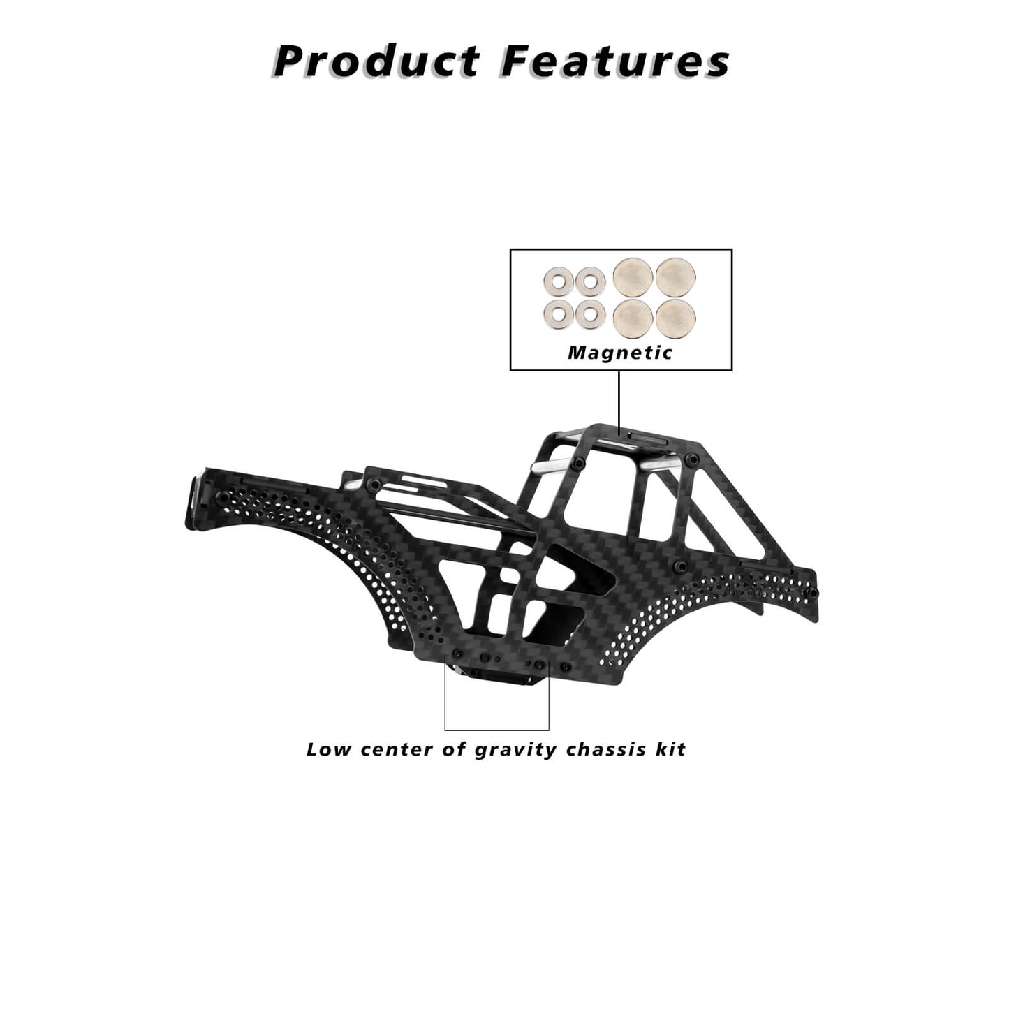 FEDCO Monster Truck SCX24 Carbon Fiber Frame LCG Chassis for Axial SCX24 Upgrade Parts 1/24 RC Crawler