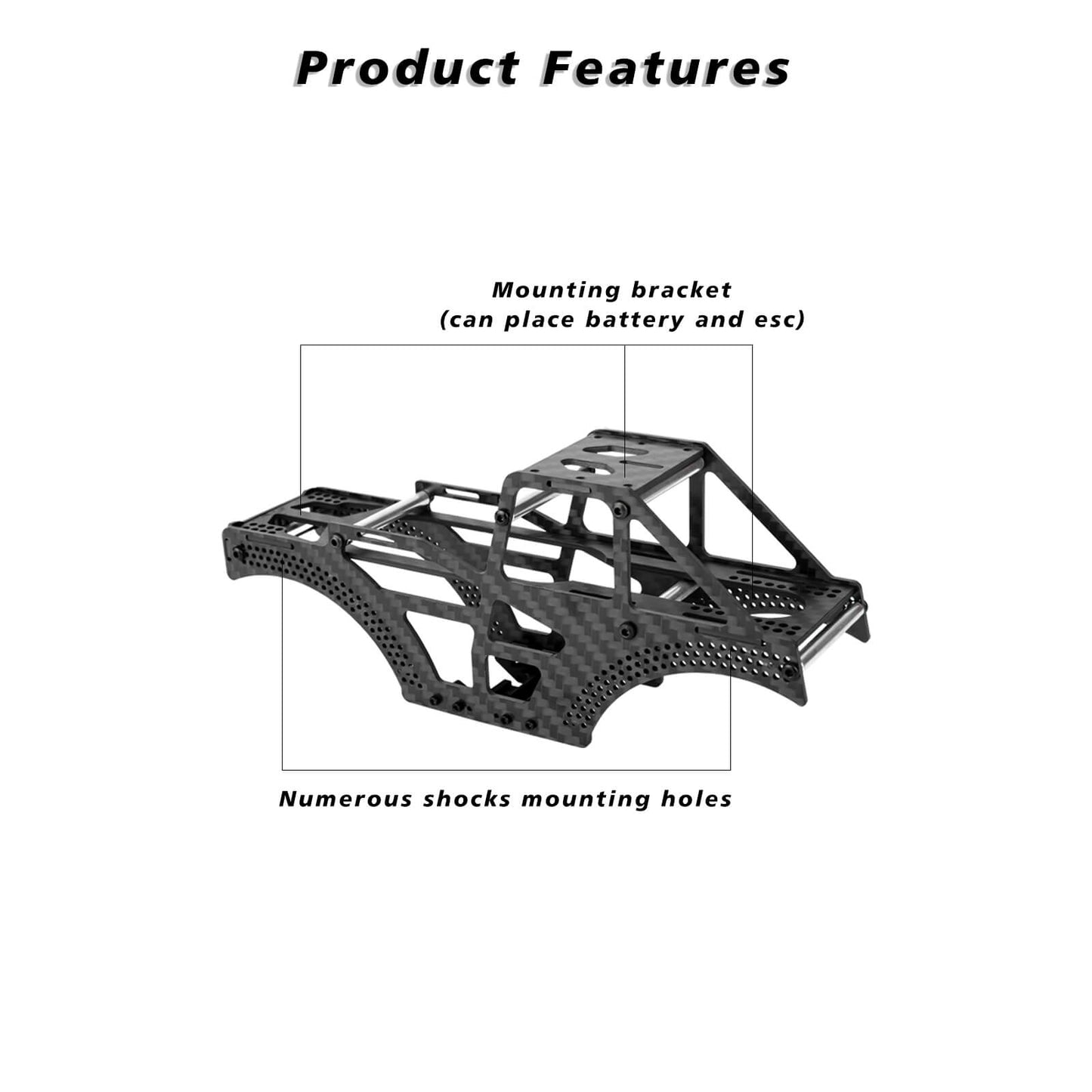 FEDCO Monster Truck SCX24 Carbon Fiber Frame LCG Chassis for Axial SCX24 Upgrade Parts 1/24 RC Crawler