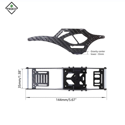 FEDCO SCX24 LCG Chassis Carbon Fiber Chassis Frame Kit for Axial SCX24 Upgrade Parts 1/24 RC Crawler