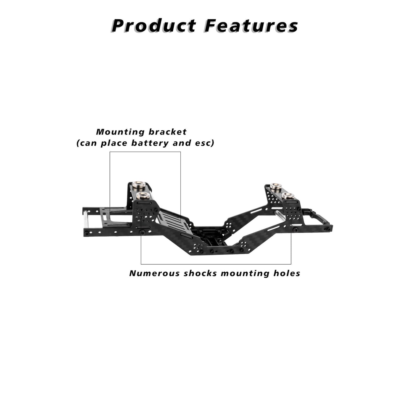 FEDCO SCX24 LCG Chassis Body Shell RC Carbon Fibre Chassis Frame Body Shell Kit for Axial SCX24 C10 JLU Bronco Base Camp GX470 Upgrade Parts 1/24 RC Crawler