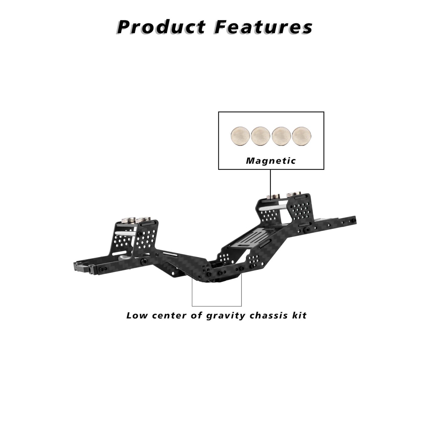 FEDCO SCX24 LCG Chassis Body Shell RC Carbon Fibre Chassis Frame Body Shell Kit for Axial SCX24 C10 JLU Bronco Base Camp GX470 Upgrade Parts 1/24 RC Crawler