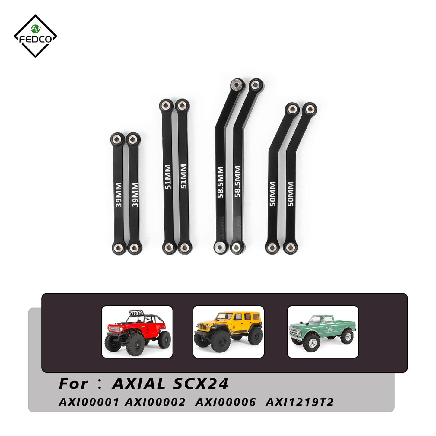 FEDCO SCX24 Steering Links For Axial SCX24 Upgrades Wrangler JLU C10 Bronco 1/24 RC Crawler