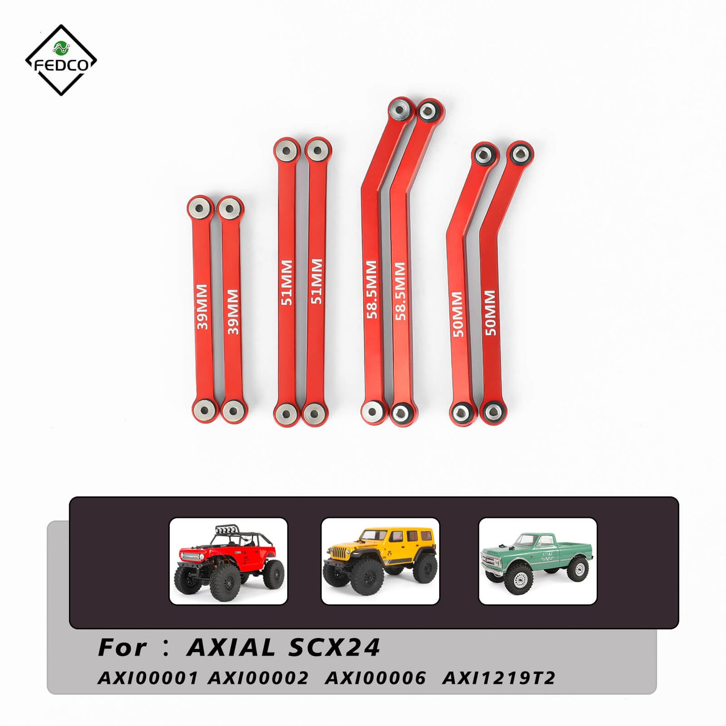 FEDCO SCX24 Steering Links For Axial SCX24 Upgrades Wrangler JLU C10 Bronco 1/24 RC Crawler