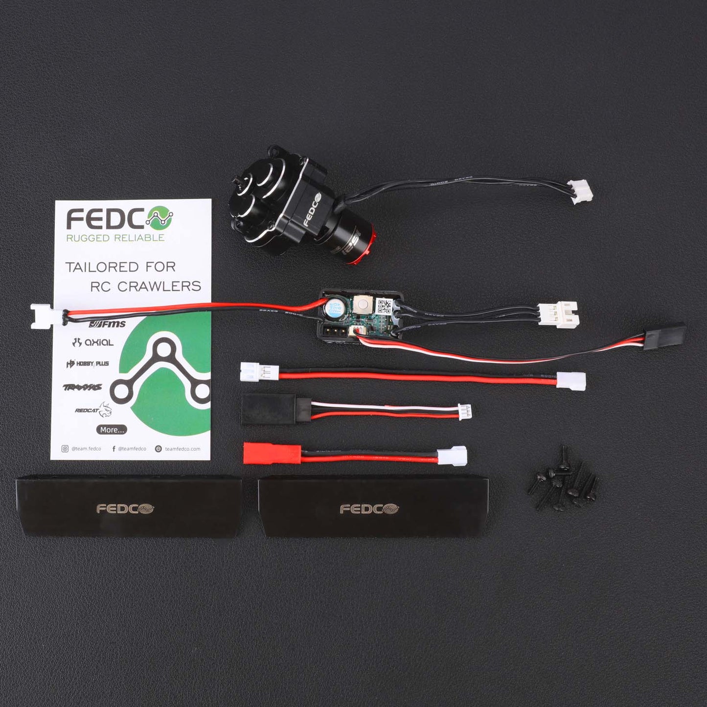 FEDCO Brushless Motor and Transmission with Hobbywing Quicrun WP Mini24 Combo Outer 1621SL 3500KV Motor and ESC Combo with Side Plate,PH2.0 & JST & MX2.0 Plug for TRX4M Upgrades 1/18 RC Crawler