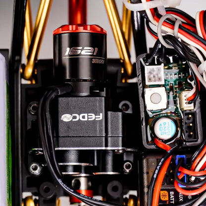 FEDCO Brushless Motor and Transmission with Hobbywing Quicrun WP Mini24 Combo Outer 1621SL 3500KV Motor and ESC Combo with Side Plate,PH2.0 & JST & MX2.0 Plug for TRX4M Upgrades 1/18 RC Crawler