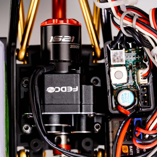 FEDCO Brushless Motor and Transmission with Hobbywing Quicrun WP Mini24 Combo Outer 1621SL 3500KV Motor and ESC Combo with Side Plate,PH2.0 & JST & MX2.0 Plug for TRX4M Upgrades 1/18 RC Crawler