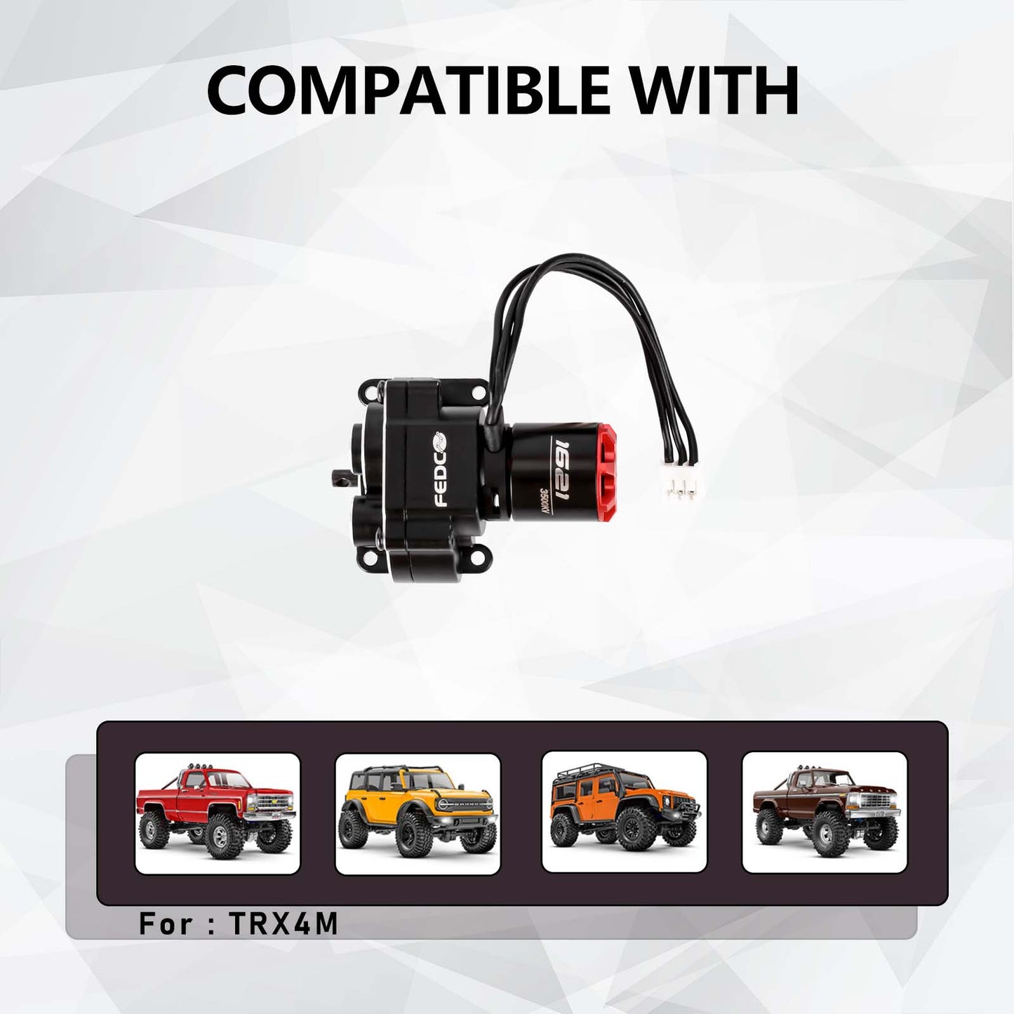 FEDCO Brushless Motor and Transmission with Hobbywing Quicrun WP Mini24 Combo Outer 1621SL 3500KV Motor and ESC Combo with Side Plate,PH2.0 & JST & MX2.0 Plug for TRX4M Upgrades 1/18 RC Crawler