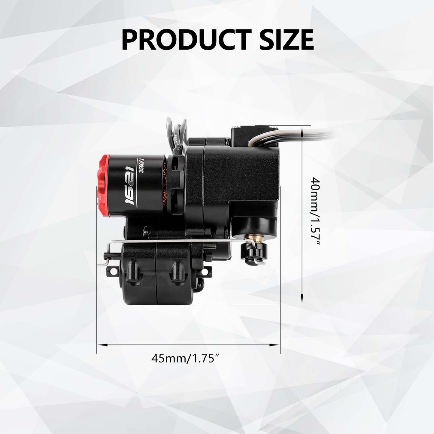 Motor Upgrade 2-Speed Transmission with Hobbywing Quicrun WP Mini24 Combo Outer 1621SL 3500KV Brushless Motor and ESC Combo with Transmission Mount,Side Plate,PH2.0 & JST & MX2.0 Plug for TRX4M Upgrades 1/18 RC Crawler