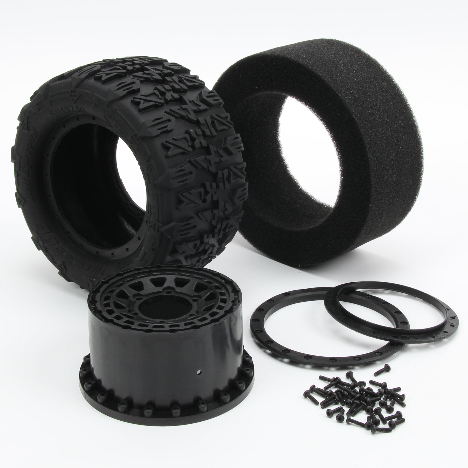 Method RC Tire and Wheel Terraform All-Terrain Belted 1/10th Monster Truck Tires on Array Beadlock 12/14mmmm Hex Wheels (2pcs)