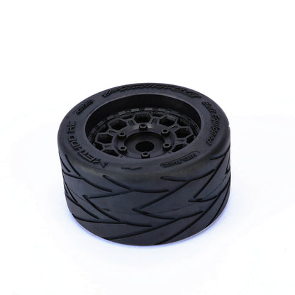Method RC Tire and Wheel Velociter Belted 1/7th On-Road Tires on Hive 17mm Hex Wheels, Felony Rear, 54/106 (2pcs, Glued)