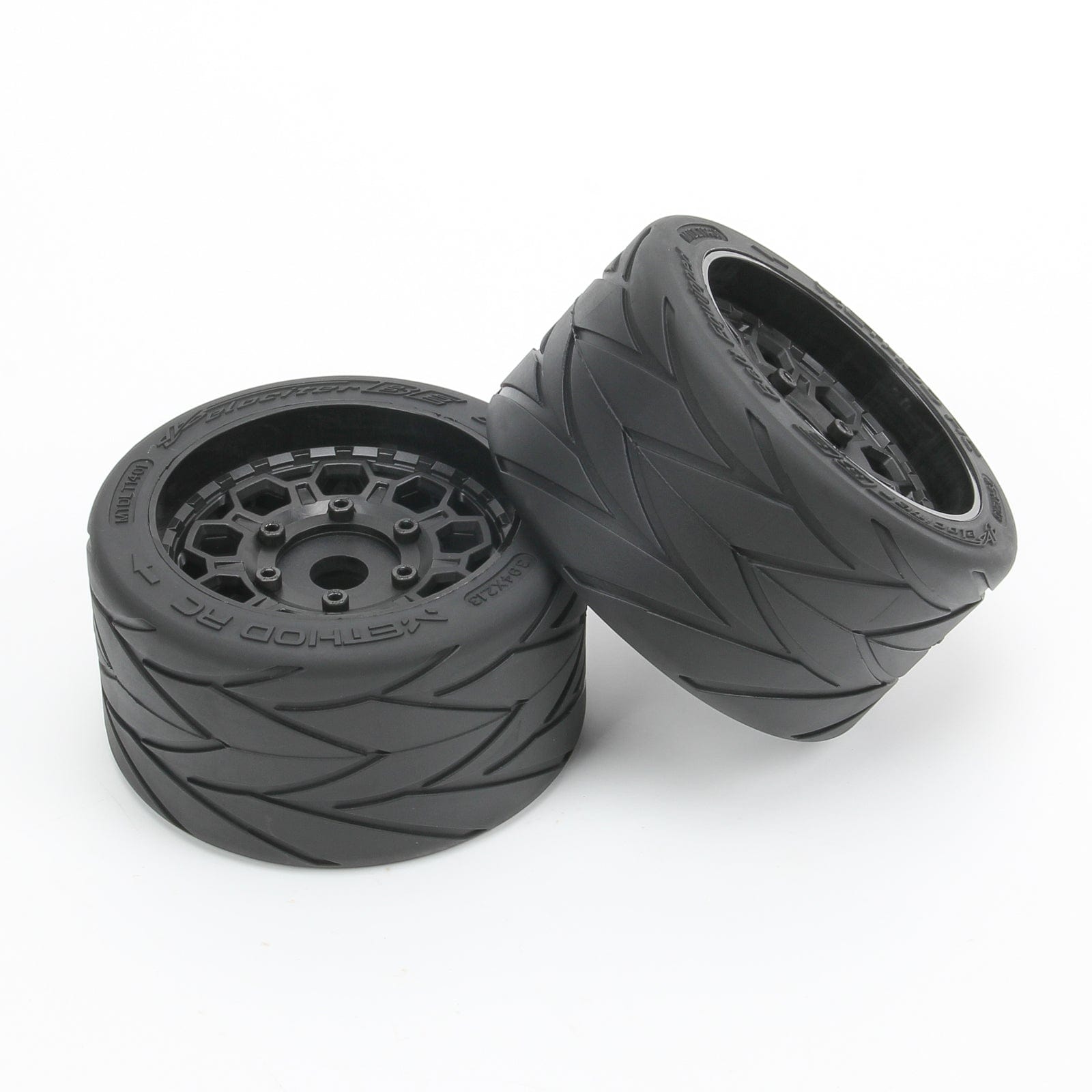 Method RC Tire and Wheel Velociter Belted 1/7th On-Road Tires on Hive 17mm Hex Wheels, Rear, 54/100 (2pcs, Glued)