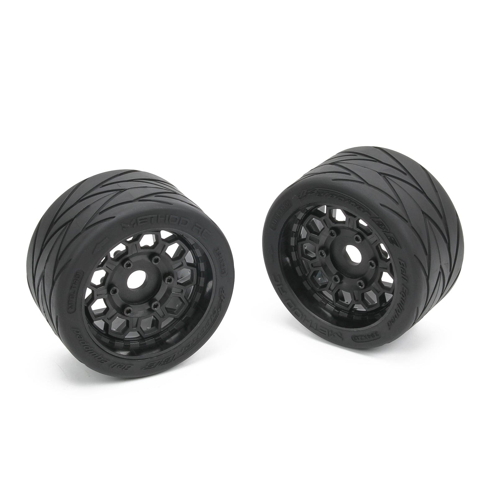 Method RC Tire and Wheel Velociter Belted 1/7th On-Road Tires on Hive 17mm Hex Wheels, Rear, 54/100 (2pcs, Glued)