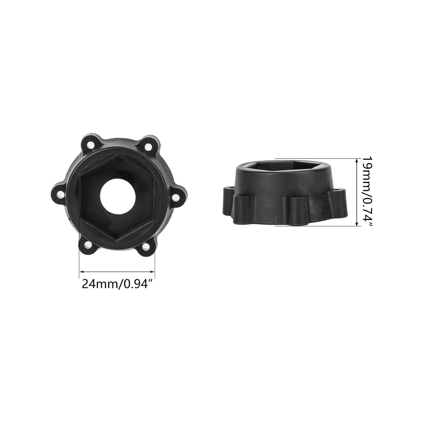Method RC Wheel Hexes stock plastic hex adaptor for Traxxas X-Maxx of 1/5th Monster Truck tire, 24mm hex and 19mm Thickness (4pcs)