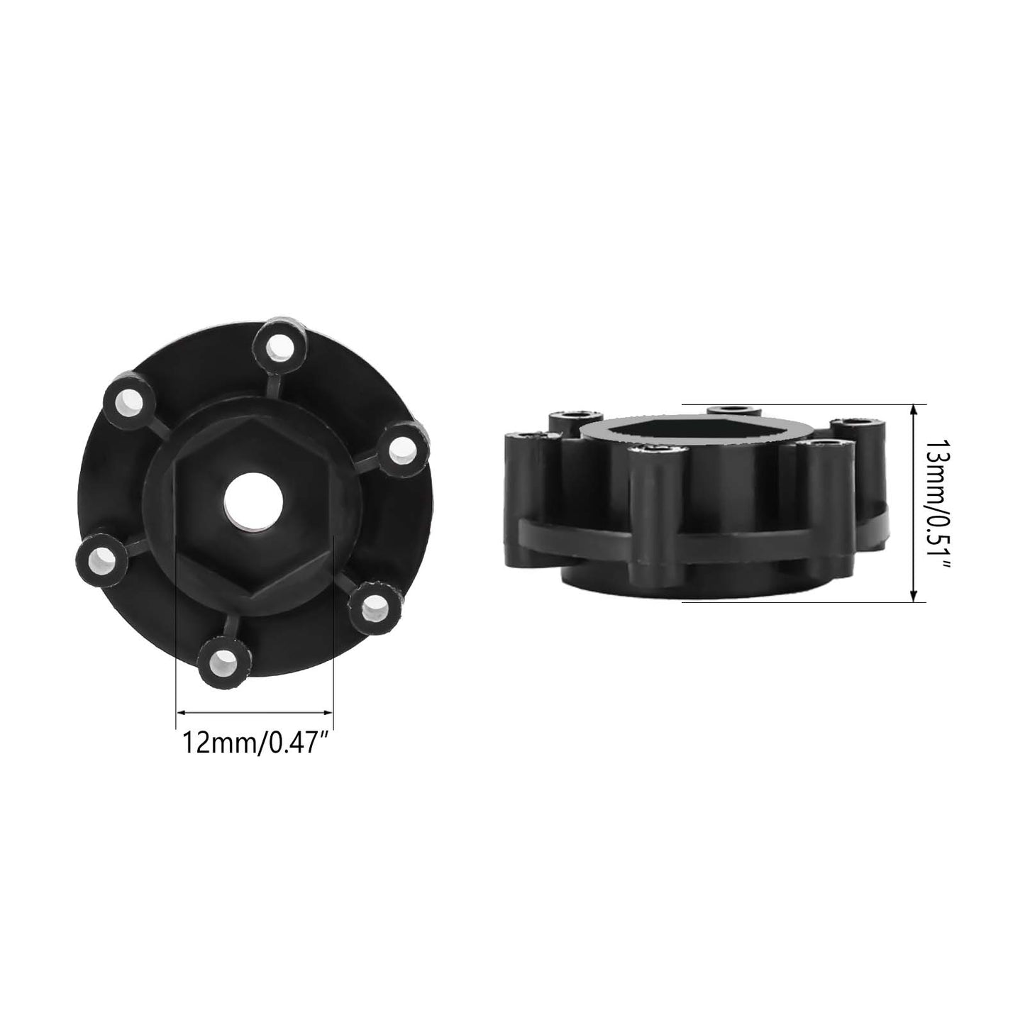 Method RC Wheel Hexes Stock plastic hex adaptor of 1/10th Monster Truck tire, 12mm hex and 13.2mm Thickness (4pcs)