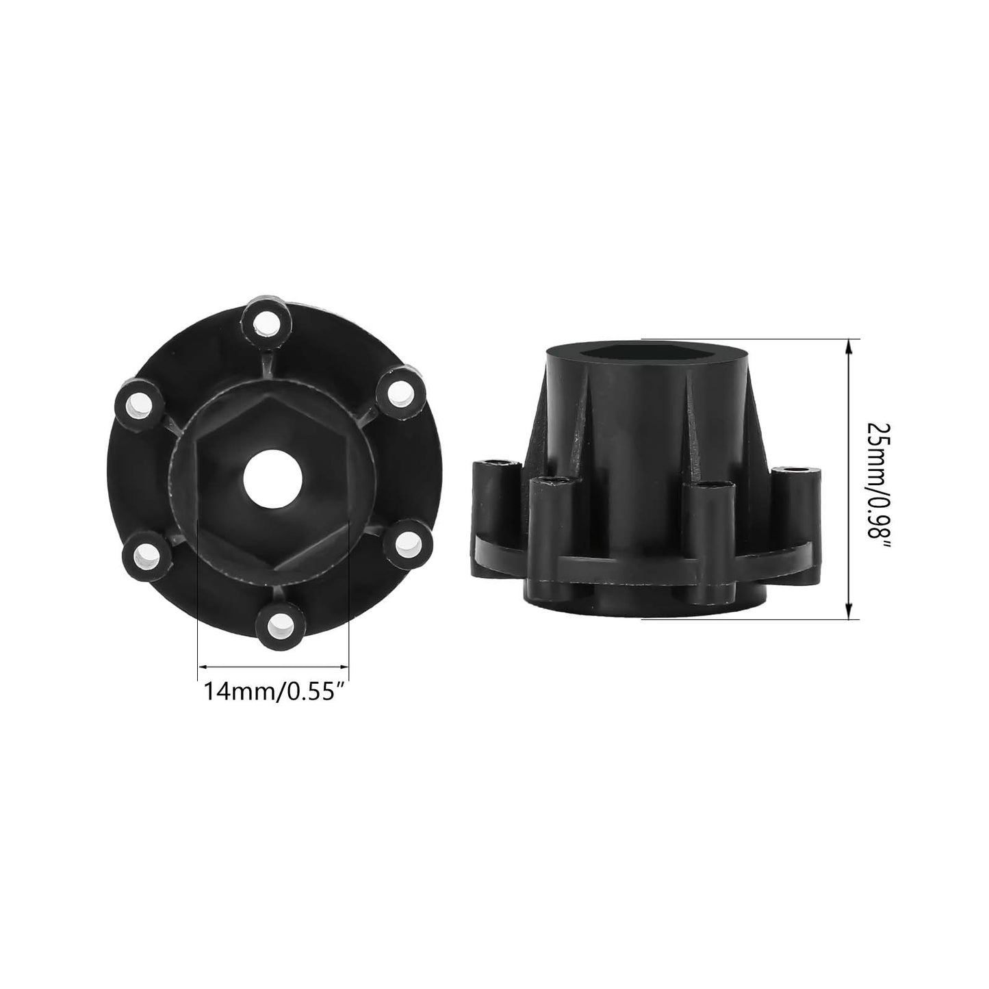 Method RC Wheel Hexes Stock plastic hex adaptor of 1/10th Monster Truck tire, 14mm hex and 25mm Thickness (4pcs)