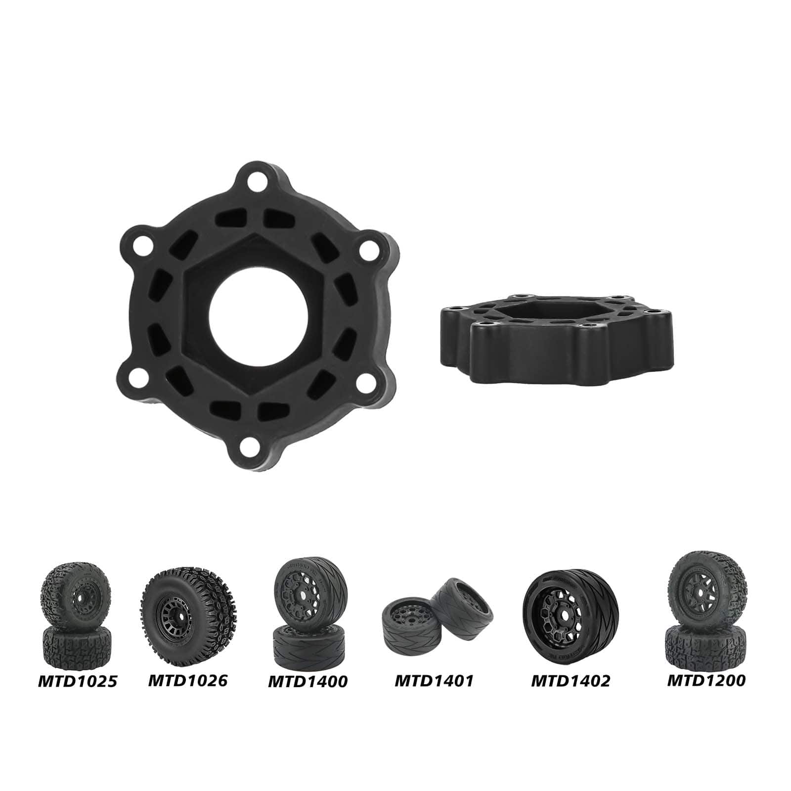 Method RC Wheel Hexes Stock plastic hex adaptor of 1/7 1/8 Short Course, Monster Truck, On-Road tire, 17mm hex and 9mm Thickness (4pcs)
