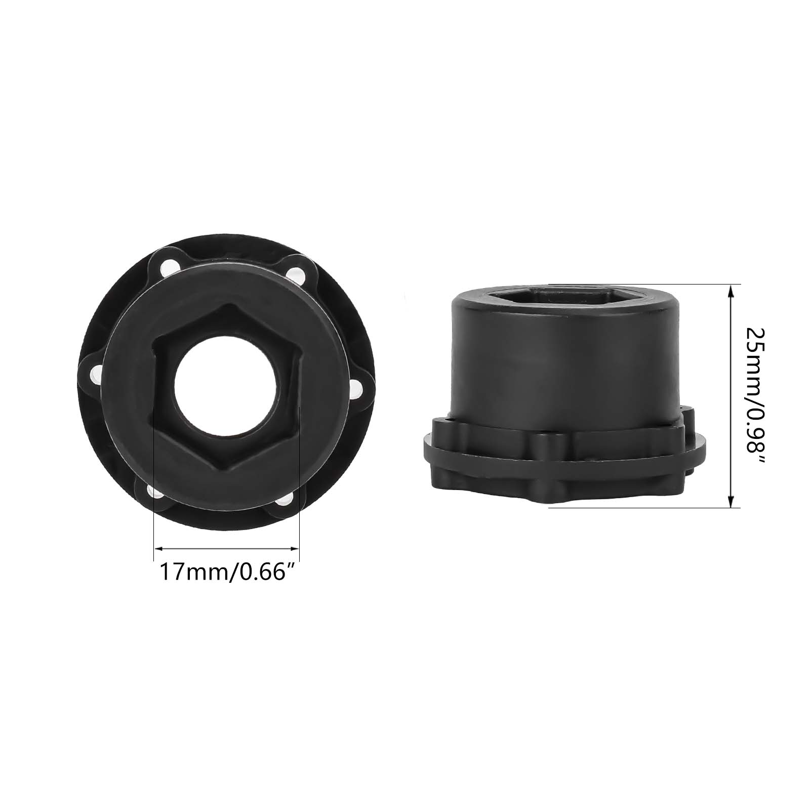 Method RC Wheel Hexes Stock plastic hex adaptor of 1/8 Monster Truck tire, 17mm hex and 24.8mm Thickness (4pcs)